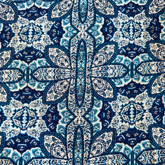 Artisan NY Skirt Navy Blue Indian Pattern Stretchy Knit A-Line Knee Length Med - Picture 3 of 5